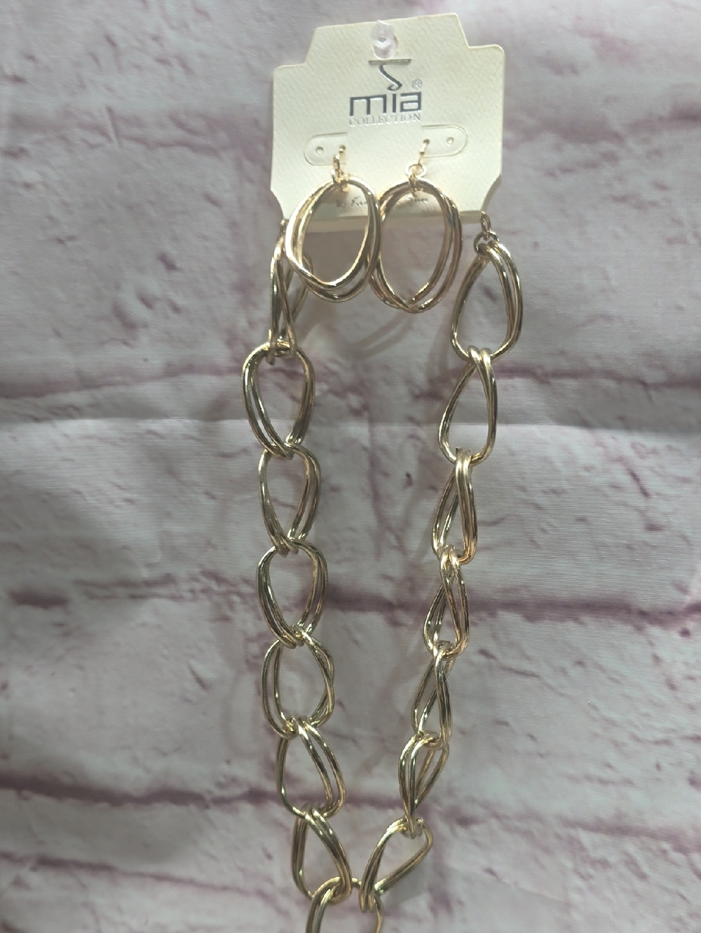 MIA Gold-Tone Twisted Link Necklace with Matching Hoop Earrings